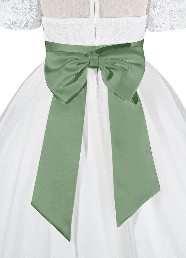 front Matching Color Matte Satin Sash with Back Bow