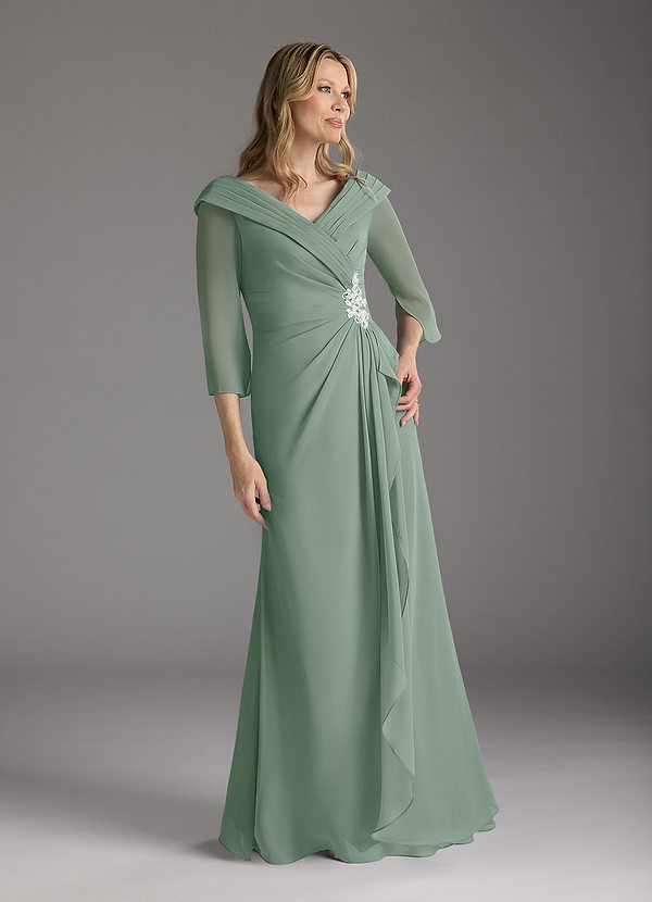 Azazie Jaycee Abiti da Mamma Sposa Abito A-Line in Chiffon Salvia Argentata image1