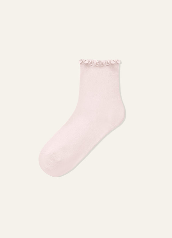 front Matching Color Ruffle Edge Soft Women's Socks