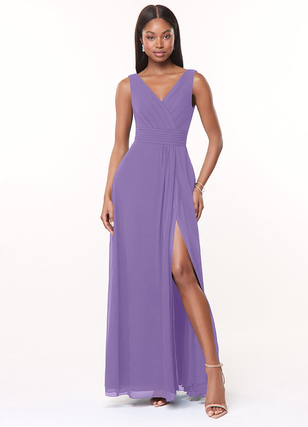 Azazie Karina Bridesmaid Dresses Tahiti A-Line Pleated Chiffon Dress image1