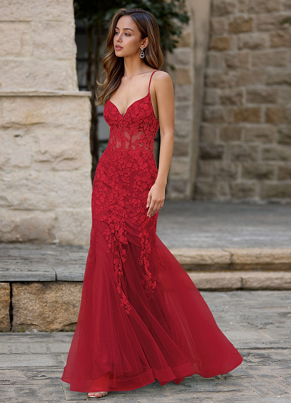 Dentelle Red Mermaid Prom Dress image1