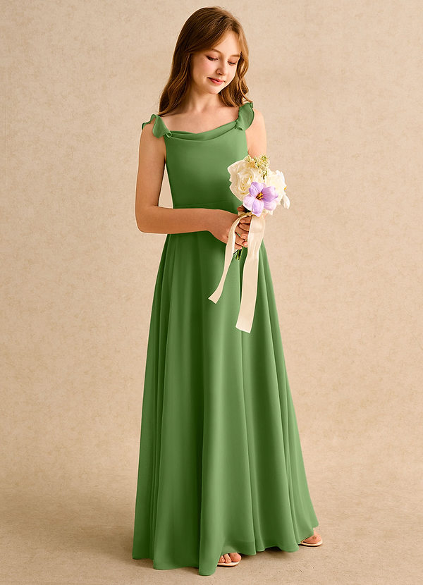 Azazie Puppy Girls Formal Flower Girl Dresses Basil A-Line Pleated Chiffon Dress image1