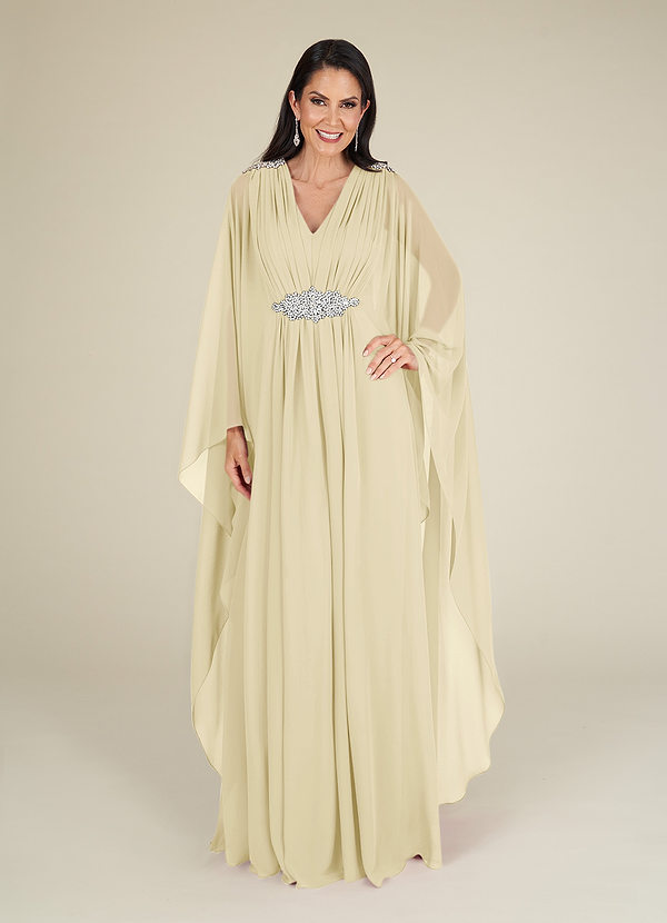 Azazie Drew Mother of the Bride Dresses A-Line Pleated Chiffon Floor-Length Dress image1