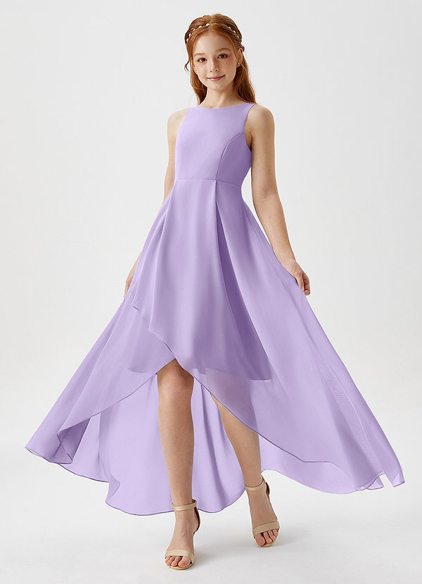 Azazie Lizette Junior Lilac A-Line Pleated Chiffon Dress image1
