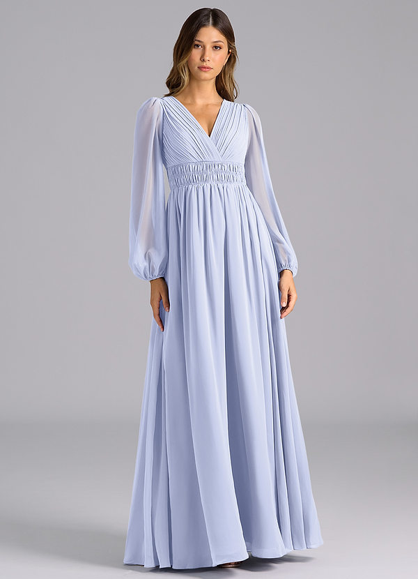 Azazie Palerma Bridesmaid Dresses Lavender A-Line Long Sleeve Chiffon Dress image1