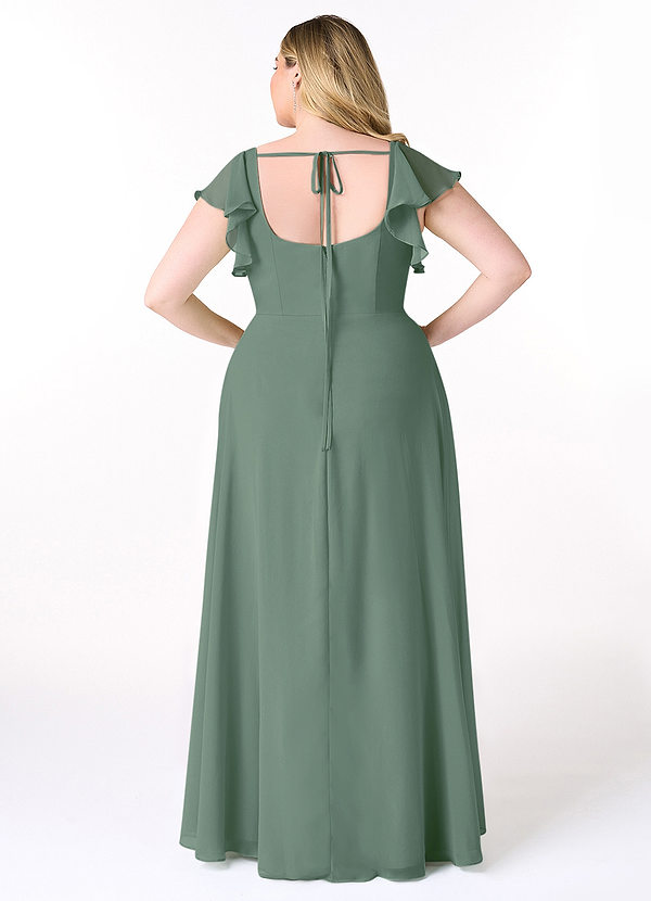 Azazie Bondi Bridesmaid Dresses Eucalyptus A-Line Ruffled Chiffon Dress image1