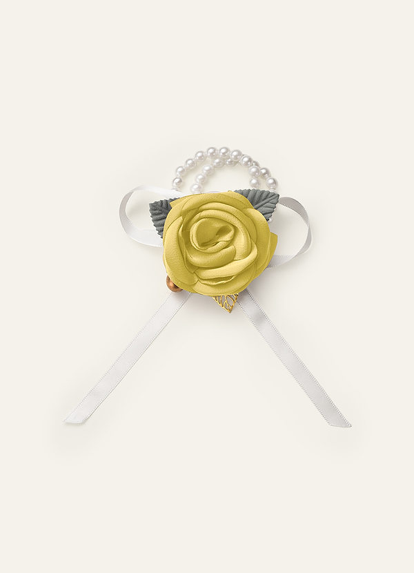 front Matching Color Stretch Satin Wrist Corsage