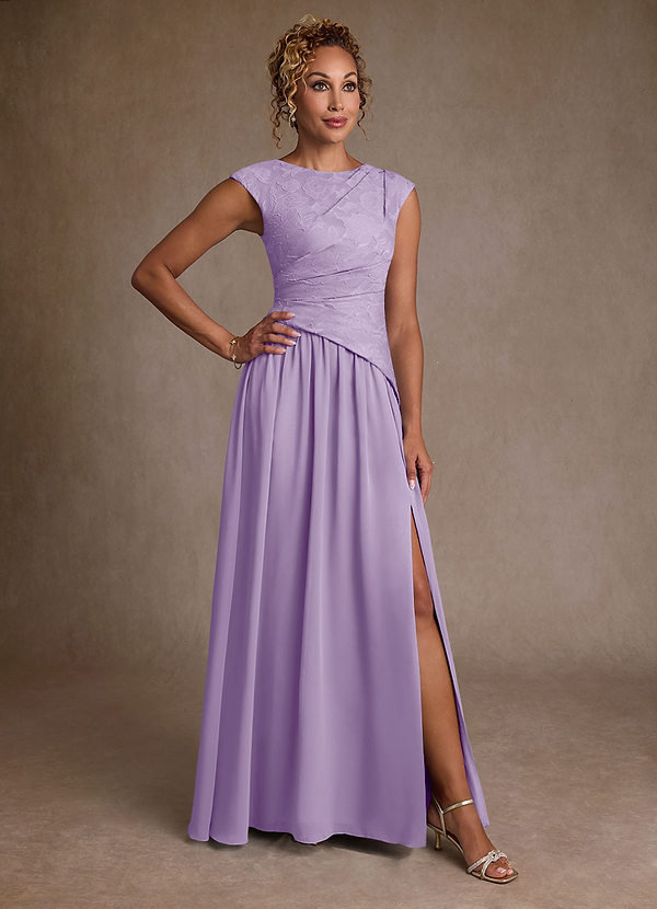 Azazie Kalleen Brautmutterkleider A-Linie Plissee Chiffon Kleid Flieder image1