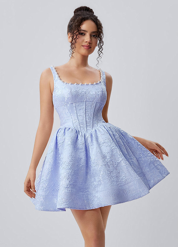 Phinsera Immergrün Jacquard-Korsettkleid mit Perlen- und Strassbesatz, Schnürung am Rücken, Minikleid image1
