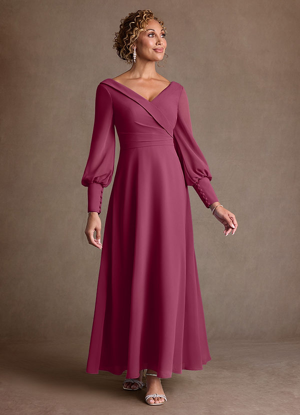 Azazie Paterson Suknie dla Matki Panny Młodej Linia A Pofałdowany Szyfon Długość kostki Sukienka image1