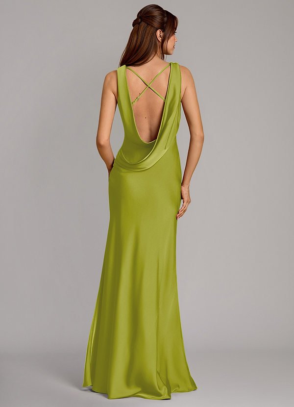 Azazie Cheryl Vestidos Dama de Honor Vestido de Hierba De Limón de Satén Elástico de Corte Sirena image1