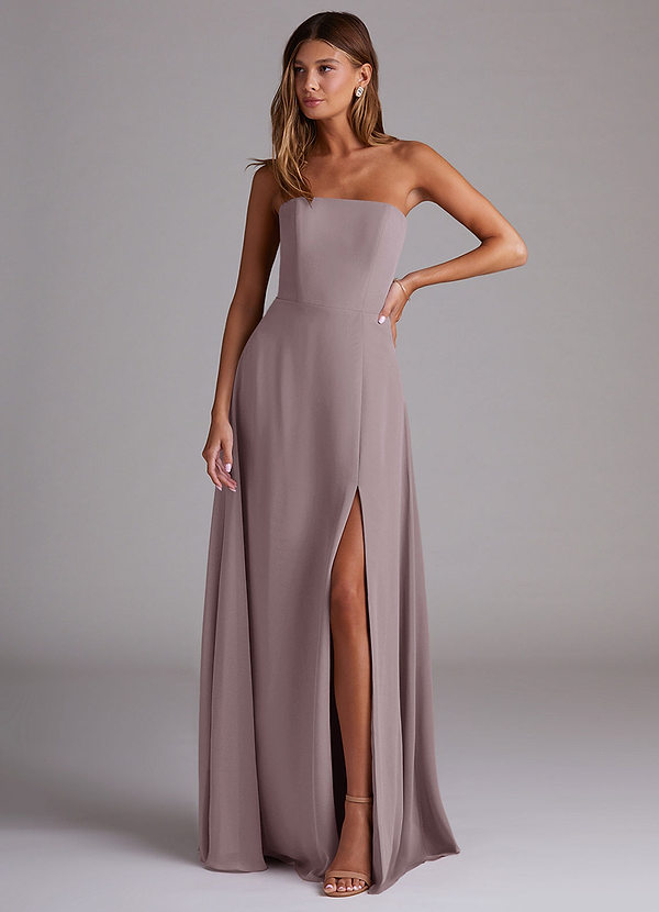 Azazie Wren Bridesmaid Dresses Dusk A-Line Side Slit Chiffon Convertible Dress image1