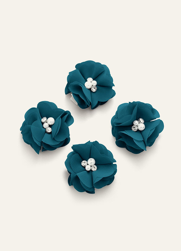 front Four-Piece Matching Color Chiffon Hair Clip Set