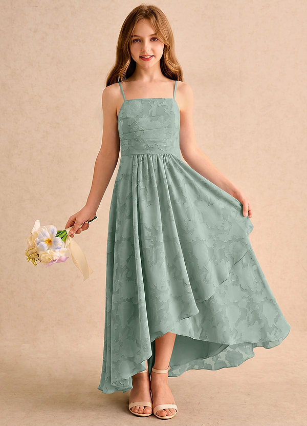 Azazie Twilight Girls Formal Blommflicksklänningar Klänning A-linje i Blommig Utbrändhet Plisserad image1