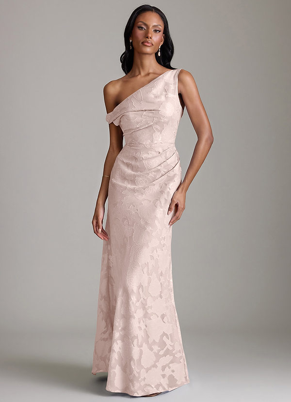 Azazie Emerson Brudtärneklänningar Klä av Sjöjungfru i Blommig Utbrändhet Av axeln Rodnande Rosa image1