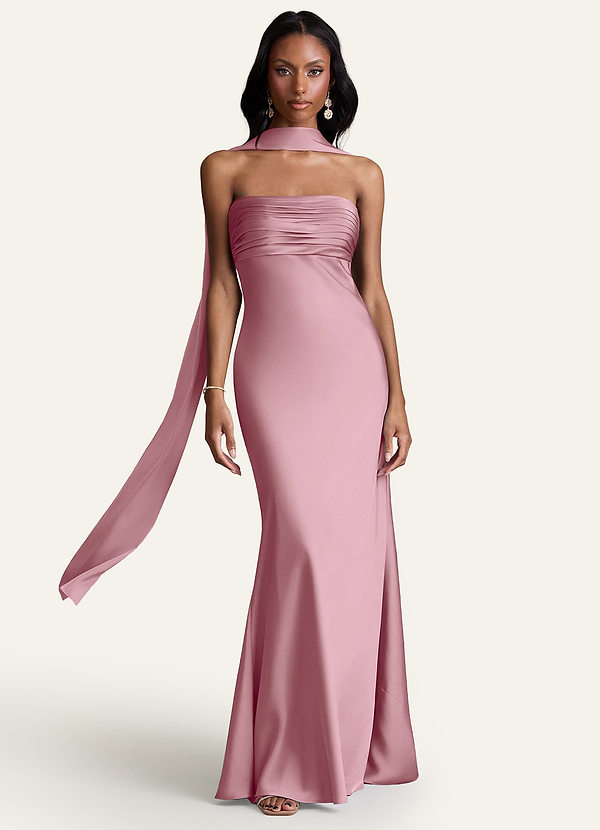 front Azazie Matching Color Stretch Satin Scarf