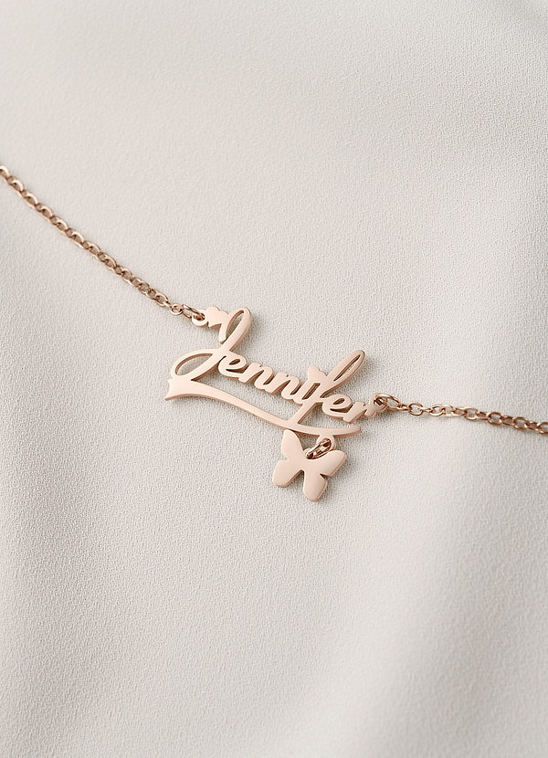 front Custom Name Necklace with Butterfly