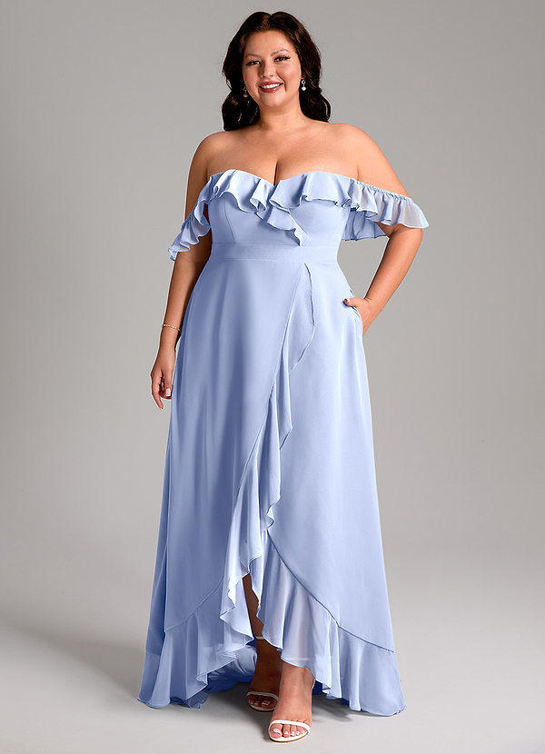 Azazie Lyra Bridesmaid Dresses Ice A-Line Chiffon Convertible Dress image1