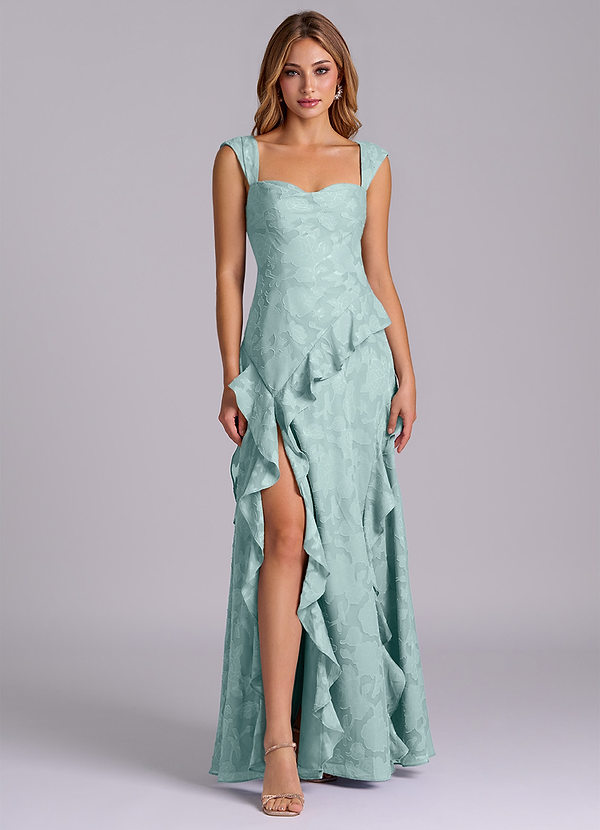 Sloane Vestidos de dama de honor Vestido Neblina de Devorado Floral de Línea A con Escote corazón image1
