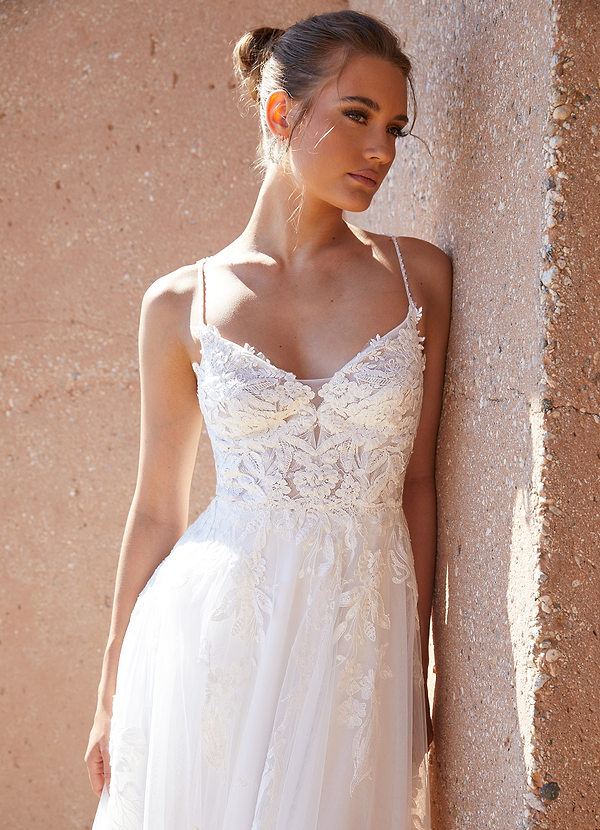front Azazie Lorenza Wedding Dress