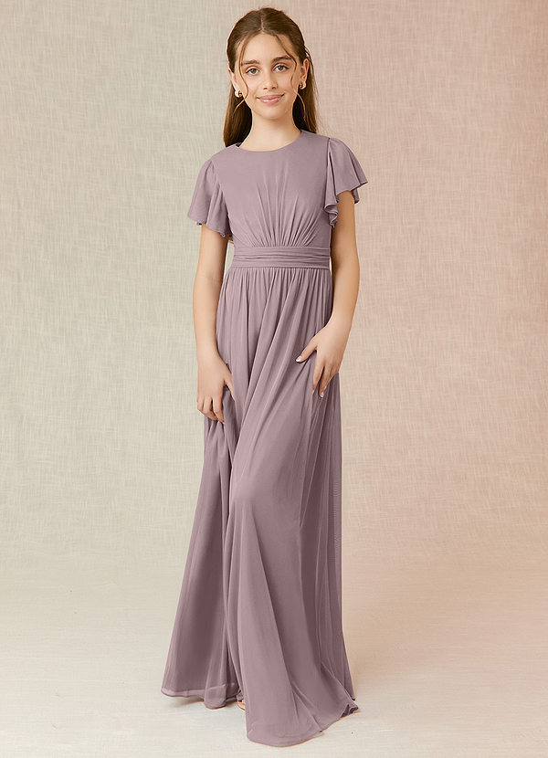 Azazie Mosley Junior A-Linie Gestreift Gittergewebe Kleid Dämmerung image1