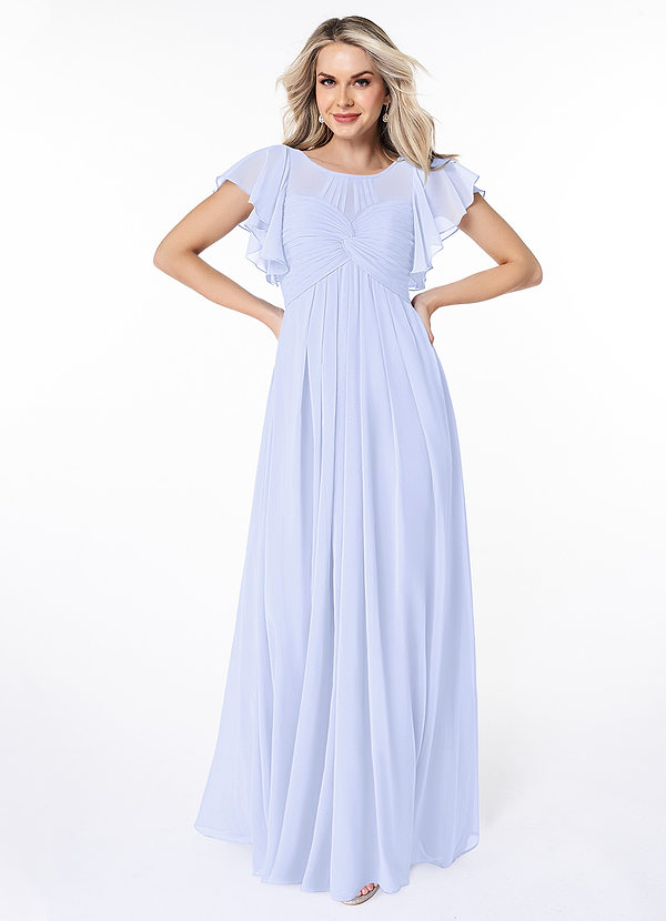 Azazie Lily Modest Bridesmaid Dresses Empire Pleated Chiffon Floor-Length Dress image1