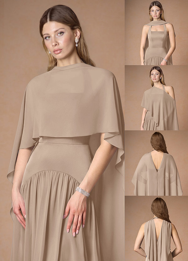 front Azazie Matching Color Chiffon Multiway Cape