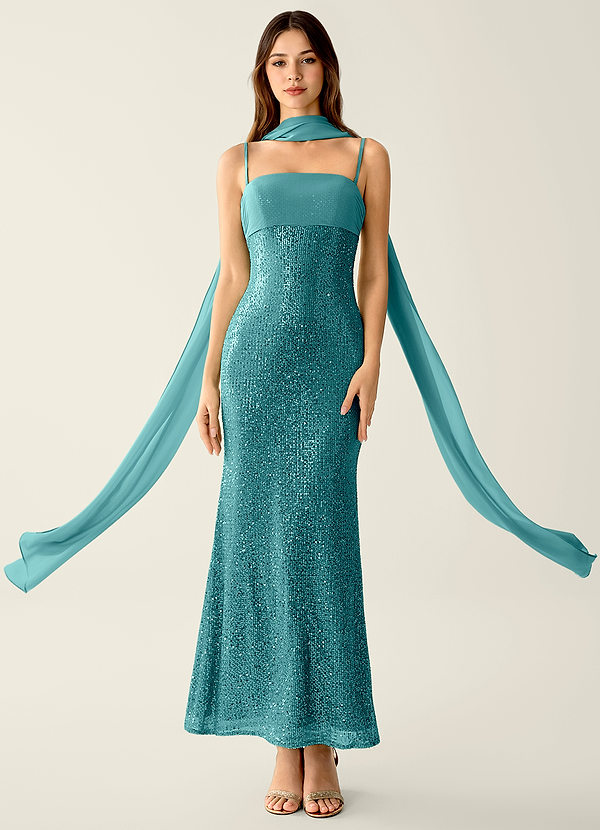 Celestina Niebieski Suknia balowa syrenka z gorsetem i cekinami image1