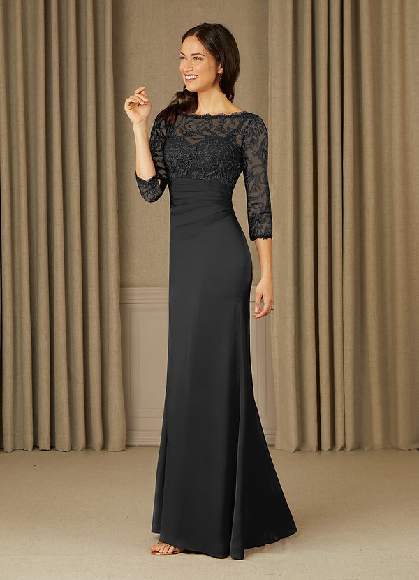 Azazie Stefani Vestidos de Madre de la Novia Vestido de Negro de Encaje de Sirena image1