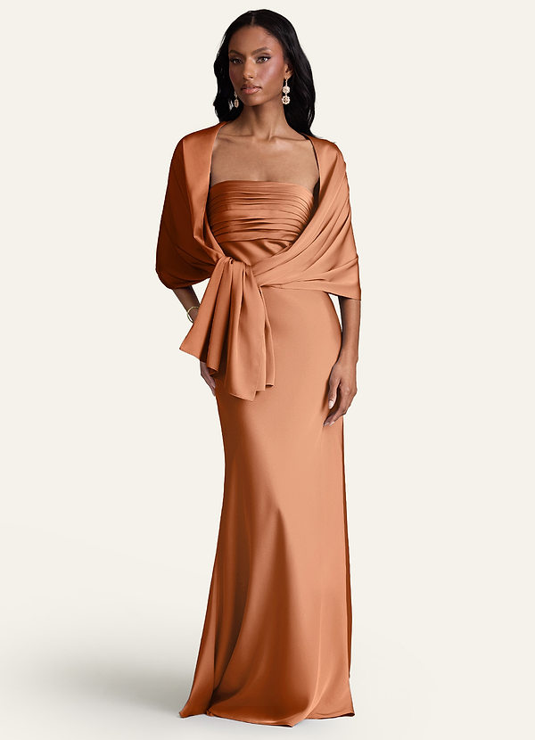 front Azazie Vastaavan Värinen Aleena Stretch Satiinihuivi