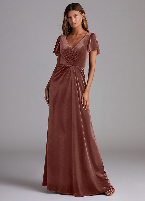 Azazie Soren Bridesmaid Dresses Rustic Rose A-Line Velvet Dress image1