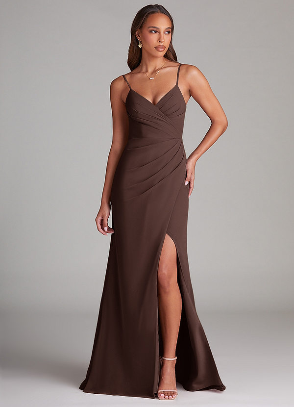 Azazie Maci Brudtärneklänningar Klä av Tubklänning i Chiffong Plisserad Ganache image1