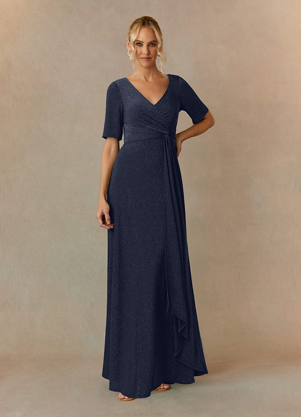 Upstudio Ansonia Mother of the Bride Dresses Robe A-ligne en Tricot métallique Bleu Marine Foncé image1