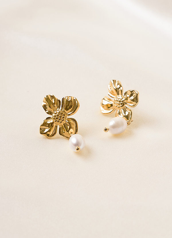 front Petal Pearl Earrings