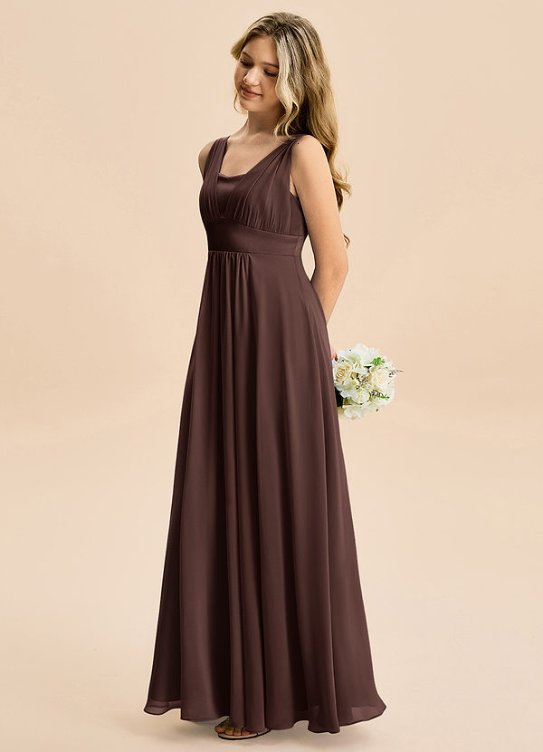 Azazie Odette Junior Vestido de Ganache de Gasa de Corte en A con Escote de Corazón image1