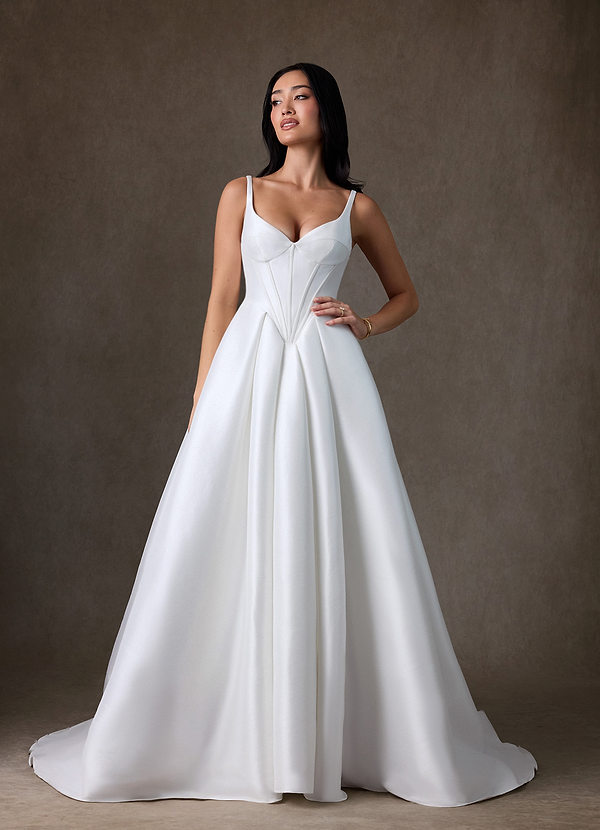 Azazie Anijah Wedding Dresses Diamond White Ball-Gown Stretch Mikado Dress image1