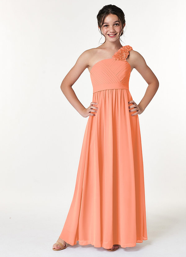 Azazie Flower Junior Sunset A-Line Pleated Chiffon Dress image1