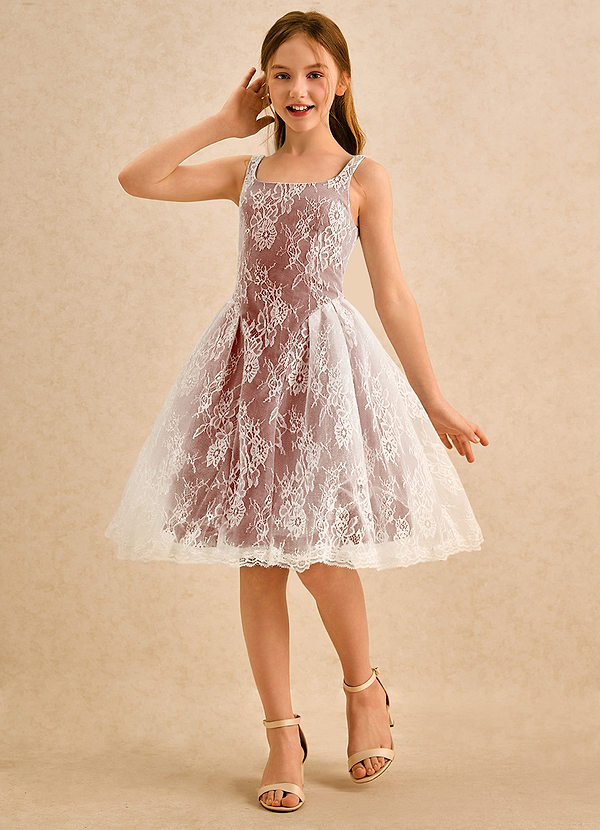 Azazie Cubbie Girls Formal Flower Girl Dresses Auburn A-Line Lace Dress image1