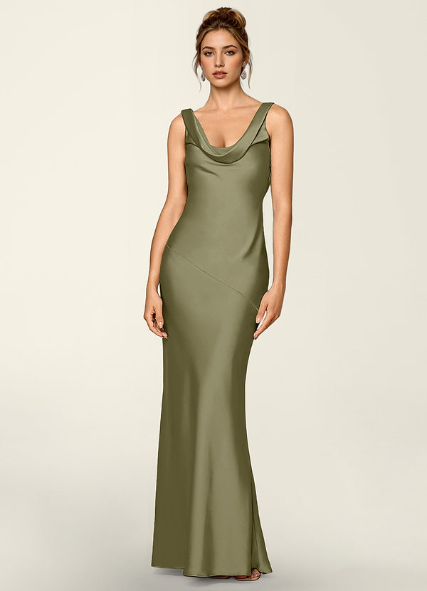 Noemie Pistachio Satin Corset Mermaid Dress image1
