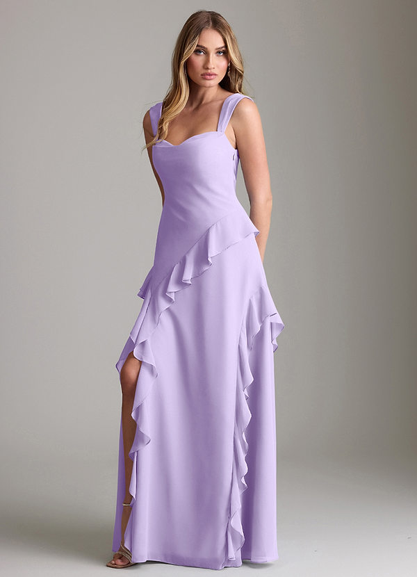 Azazie Sloane Bridesmaid Dresses Lilac A-Line Sweetheart Neckline Chiffon Dress image1