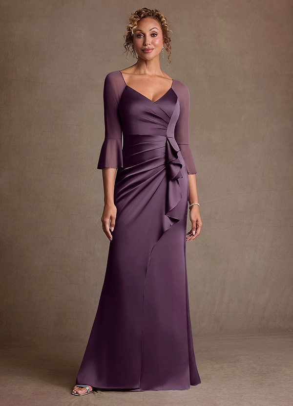 Azazie Nampa Klänningar till brudens mor Klä Tubklänning i Maska Plisserad Plommon image1