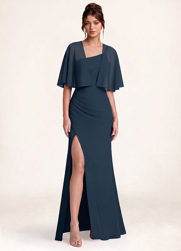 front Azazie Matching Color Chiffon Short Cape Shawl