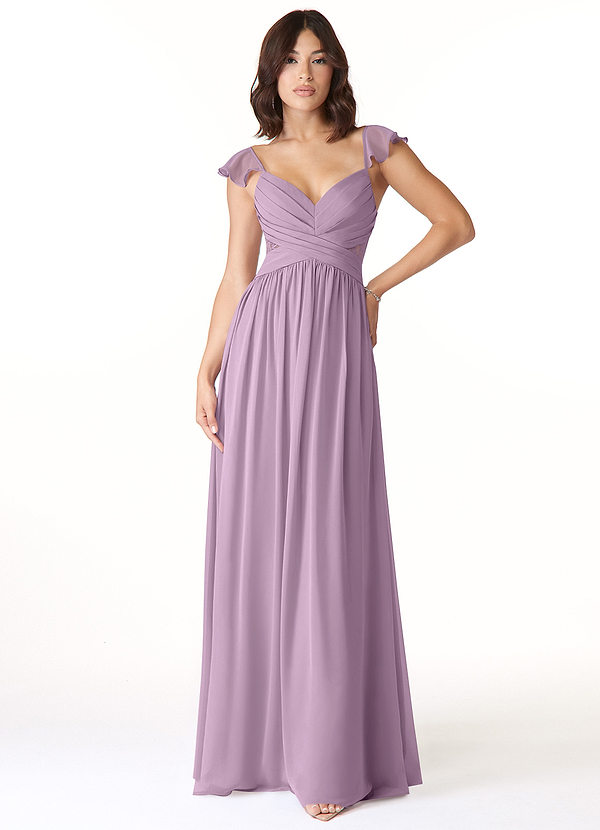 Azazie Lissa Bridesmaid Dresses Wisteria A-Line Lace Chiffon Dress image1