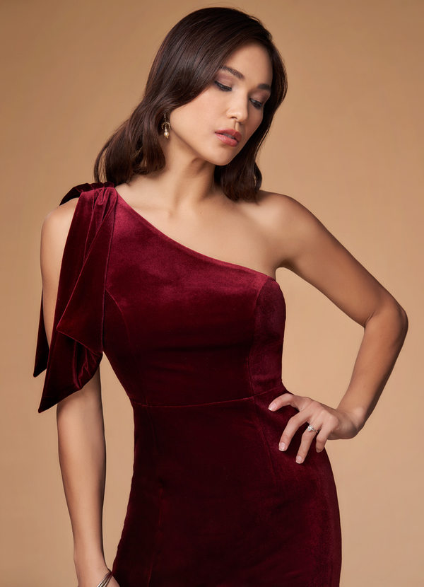 First Class Burgundy Velvet Maxi Dress Dress | Azazie