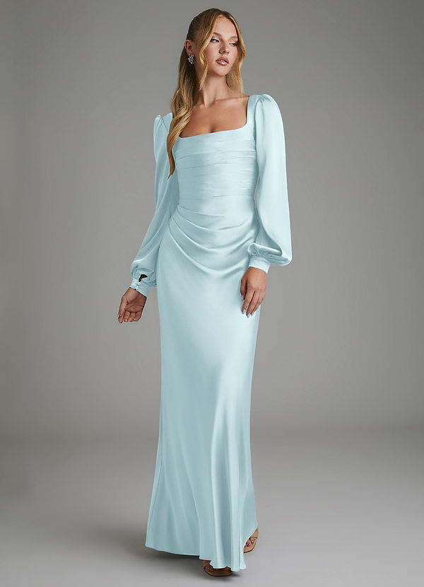 Azazie Brianna Brautjungfernkleider Meerjungfrau-Linie Korsett Stretch-Satin Kleid Wolke Blau image1