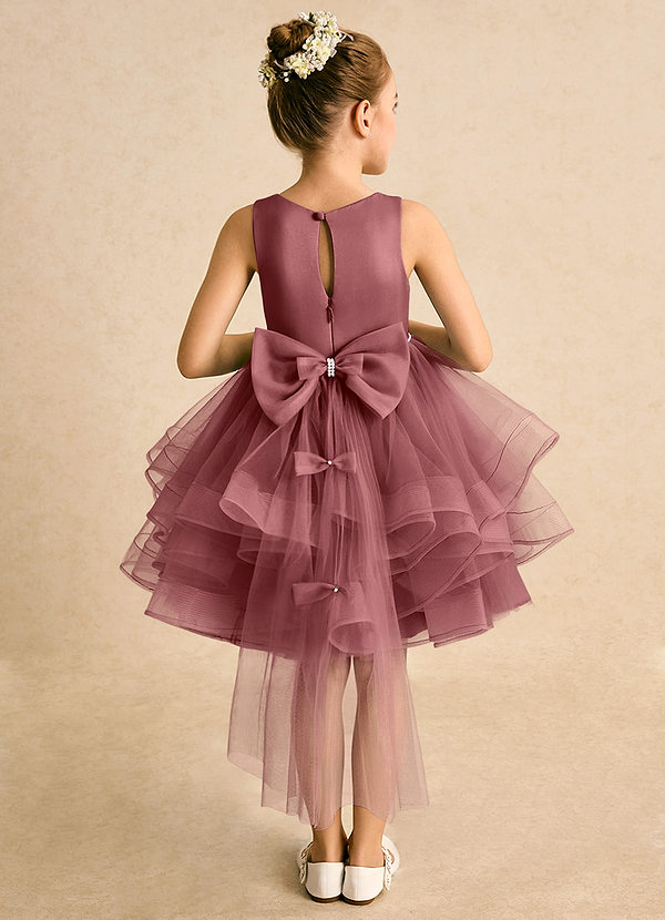Azazie Tinie Blumenkinder Kleider Ballkleid Schleifen Tüll Kleid Amethyst image1