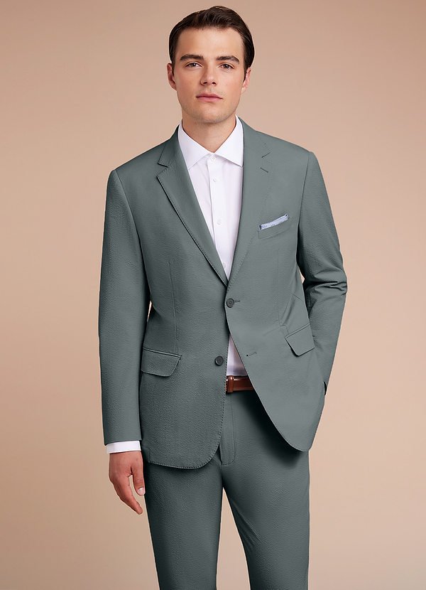 front Miles Grey Seersucker Suit Jacket