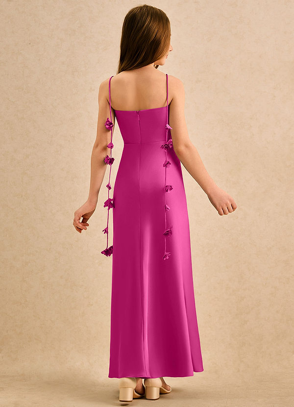 Azazie Kandi Girls Formal Vestidos de Niña de Flores Vestido de Fucsia de Satén Elástico de Corte en A con Escote de Corazón image1