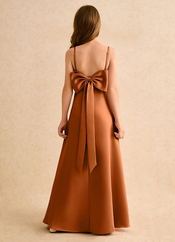 Azazie Joella Girls Formal Vestidos de Niña de Flores Vestido de Cobre de Satin Mate de Corte en A con Plisado image1