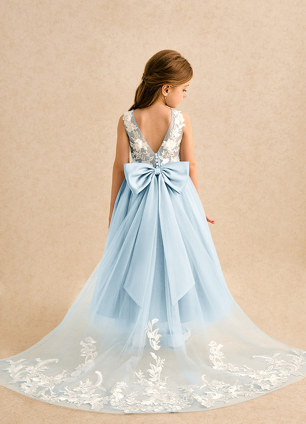 Azazie Mixie Flower Girl Dresses Sky Blue Ball-Gown Lace Dress image1